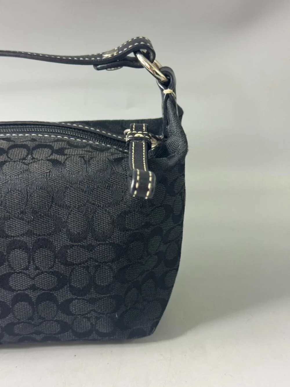 Authentic Vintage Coach Black Signature Jacquard Demi Bag